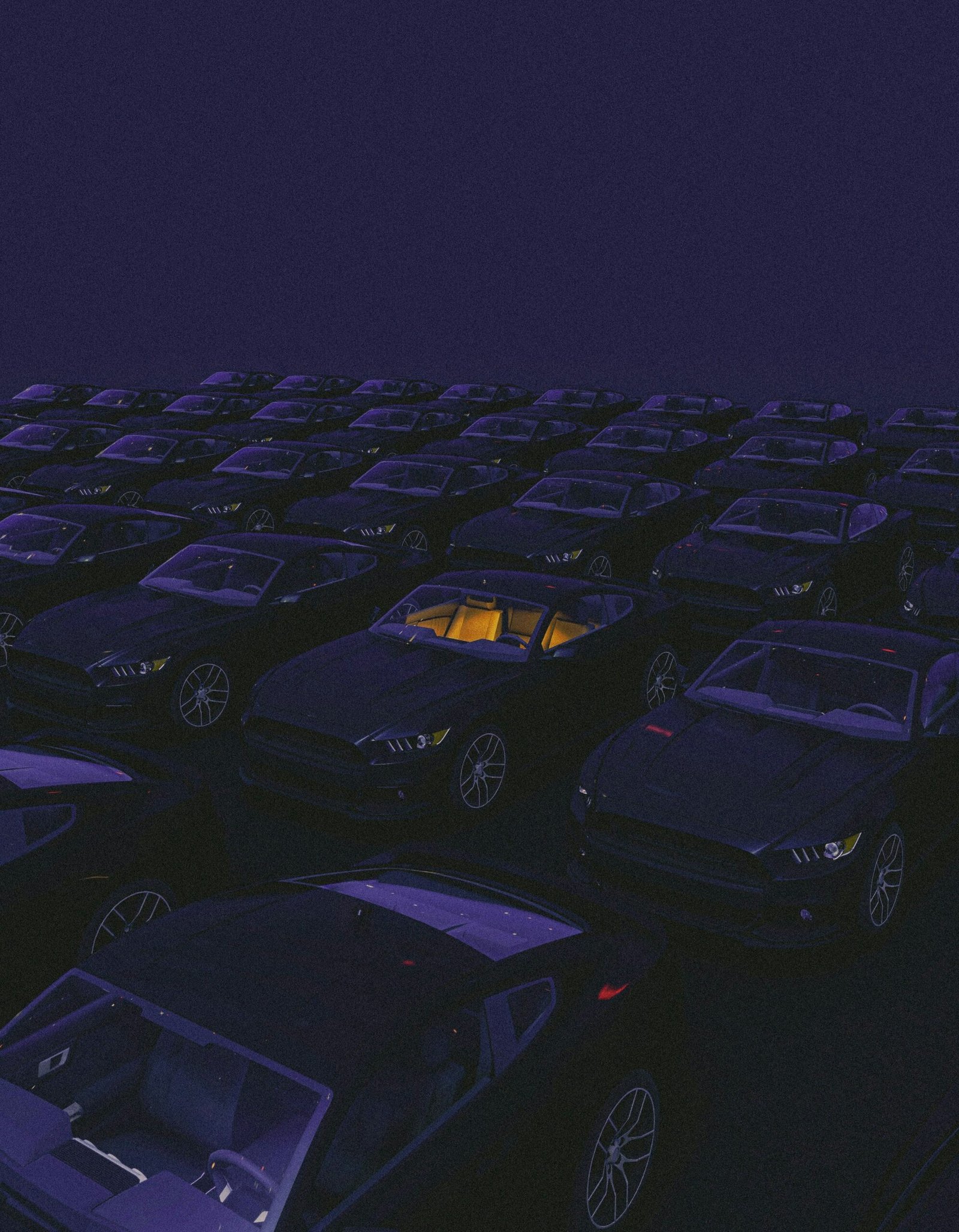 a parking lot filled with lots of parked cars